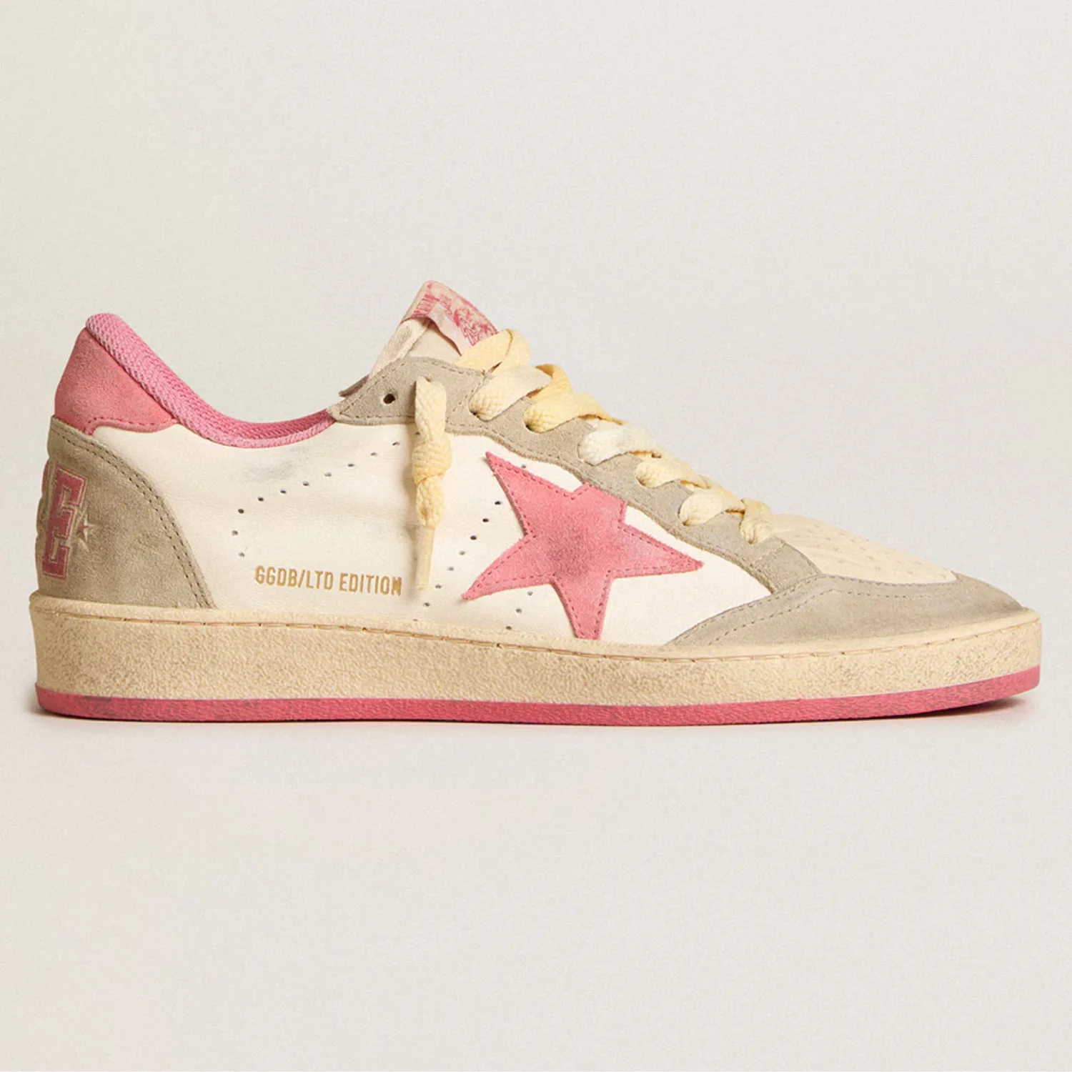 Womens Ball Star LTD in nappa with pink suede star and dove gray inserts